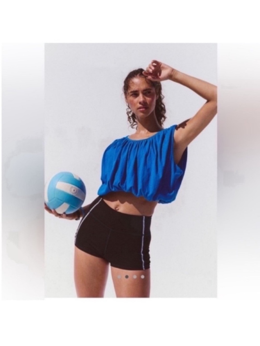 Free People NWT Bubble Trouble Tee Size Large in Athlete Blue